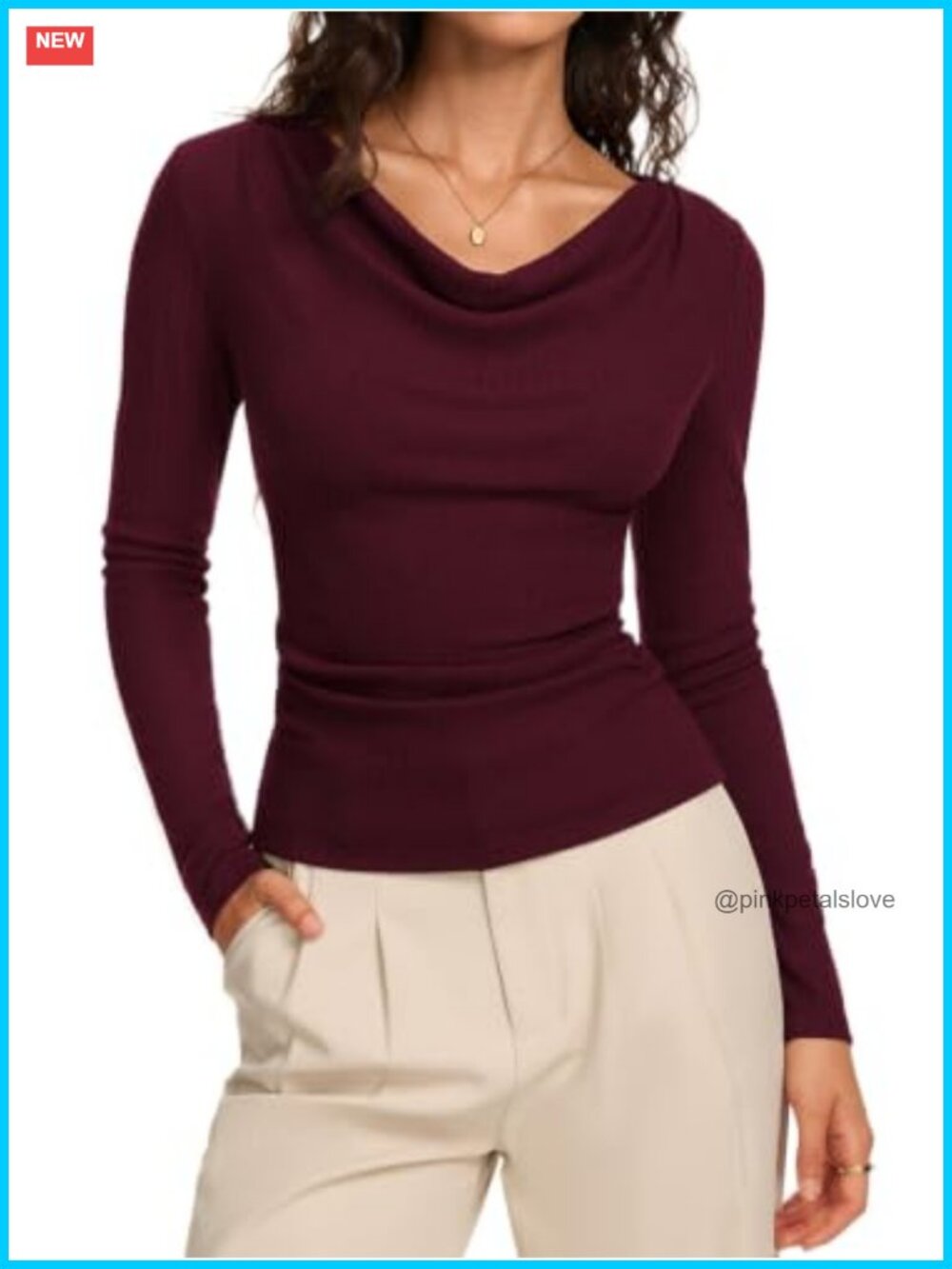 Womens Cowl Neck Long Sleeve Top Casual Business Fall Layering